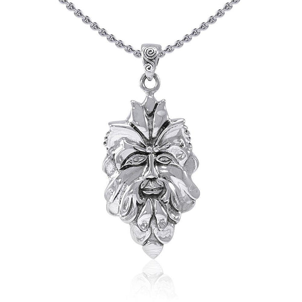 Mischievous Green Man ~ Sterling Silver Pendant Jewelry TP710