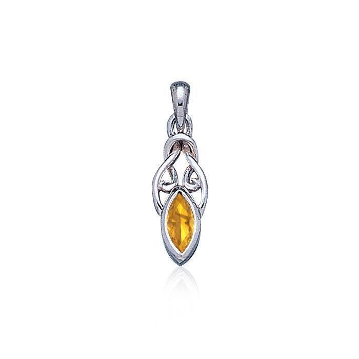 Celtic with Marquise Gemstone Silver Pendant TP856