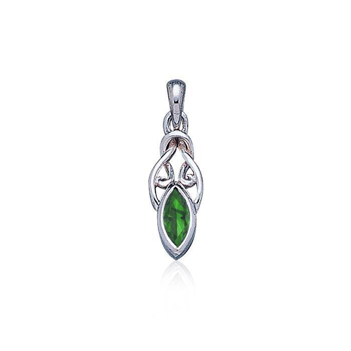 Celtic with Marquise Gemstone Silver Pendant TP856