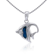 Sterling Silver Angelfish Pendant with Inlay Stone TP963