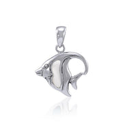 Sterling Silver Angelfish Pendant with Inlay Stone TP963