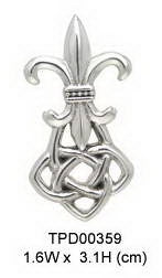 Celtic Knotwork Fleur-de-Lis Sterling Silver Pendant Jewelry TPD359