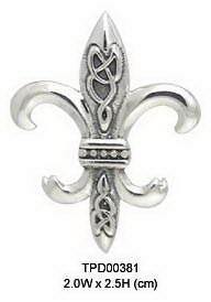 Celtic Knots Fleur De Lis Silver Pendant TPD381 - Wholesale Jewelry