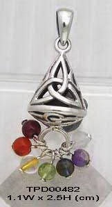 Celtic Knotwork Triquetra Sterling Silver Pendant Jewelry with Chakra Gemstones TPD482