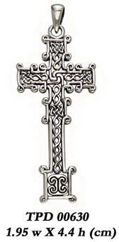 Cari Buziak Ornate Celtic Knotwork Cross ~ Sterling Silver Jewelry Pendant TPD630