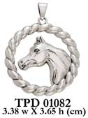 The Courageous Arabian Horse ~ Sterling Silver Rope Braid Pendant Jewelry TPD1082