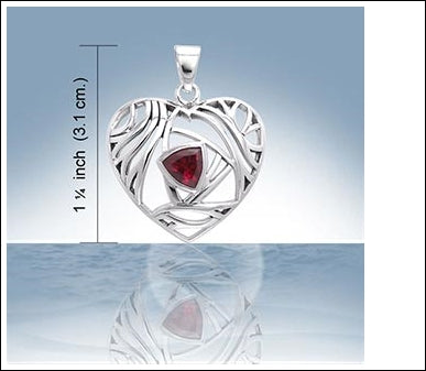 Contemporary Silver Heart Pendant with Gemstone TPD3478