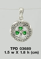 Sweet luck and happiness ~ Sterling Silver Jewelry Shamrock Pendant TPD3689