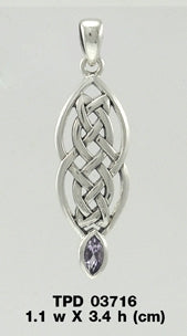 A bold and lasting promise ~ Celtic Knotwork Sterling Silver Pendant with Gemstone TPD3716