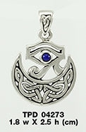 Eye of Horus with Knot Crescent Moon Silver Pendant TPD4278