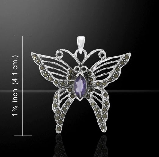 Butterfly Gemstone Marcasite Pendant TPD4770