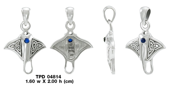 Small Celtic Manta Ray Sterling Silver Pendant  TPD4814