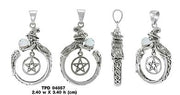 Sterling Silver Witch Pendant with Crystal ball TPD4857