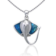 Excellent Maneuver on the Sea ~ Sterling Silver Inlaid Stingray Pendant TPD050