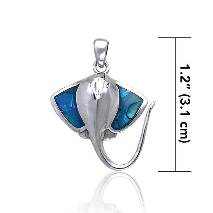 Excellent Maneuver on the Sea ~ Sterling Silver Inlaid Stingray Pendant TPD050