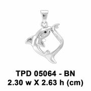 Big Eye Thresher Shark Sterling Silver With Gemstones Pendant TPD5064