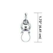 Claddagh Triquetra Silver Charm Holder Pendant with Gemstone TPD5098