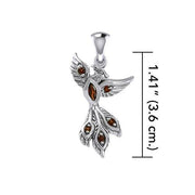 Alighting breakthrough of the Mythical Phoenix Silver Pendant with Gems TPD5407