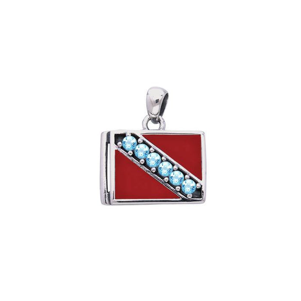 Dive Flag Silver Pendant with Gemstone TPD074