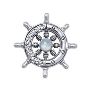 Wherever the Celtic ship wheel goes ~ Sterling Silver Small Pendant with Gemstone TPD1028