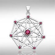 Protective Septacle Silver Pendant with Gemstones by Oberon Zell TPD1076