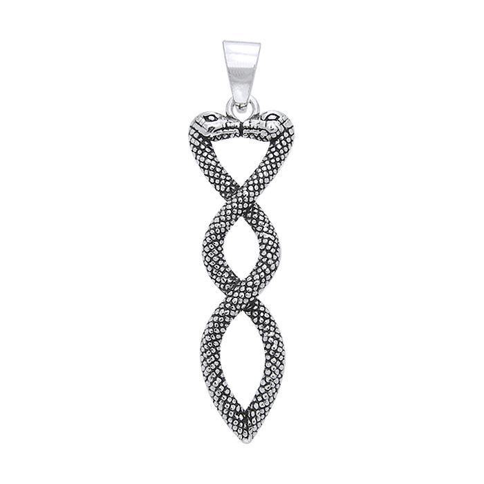 A showcase of an intricate reincarnation ~ Sterling Silver Jewelry Celtic Snake Pendant TPD1106