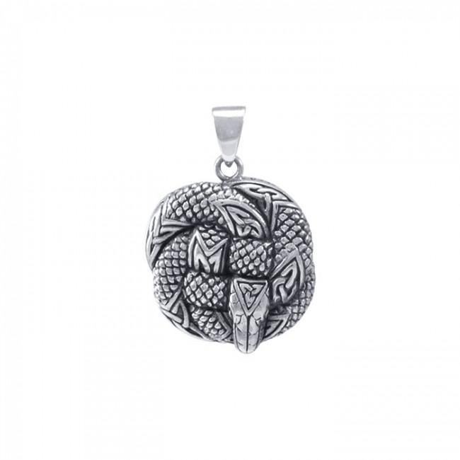 A reminiscent of Celtic knowledge and transformation ~ Sterling Silver Jewelry Snake Pendant TPD1107