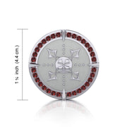 Viking Warrior Shield of Inspiration ~ Sterling Silver Pendant Jewelry with Garnet Gemstones TPD1189 Pendant