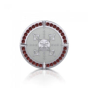 Viking Warrior Shield of Inspiration ~ Sterling Silver Pendant Jewelry with Garnet Gemstones TPD1189