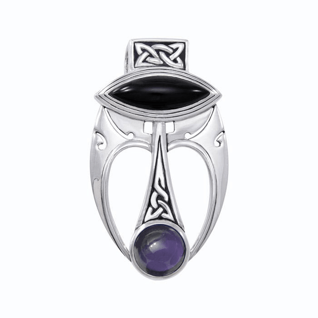 An elegant fusion of art ~ Sterling Silver Celtic Maori Pendant Jewelry with Gemstone Centerpiece TPD1213