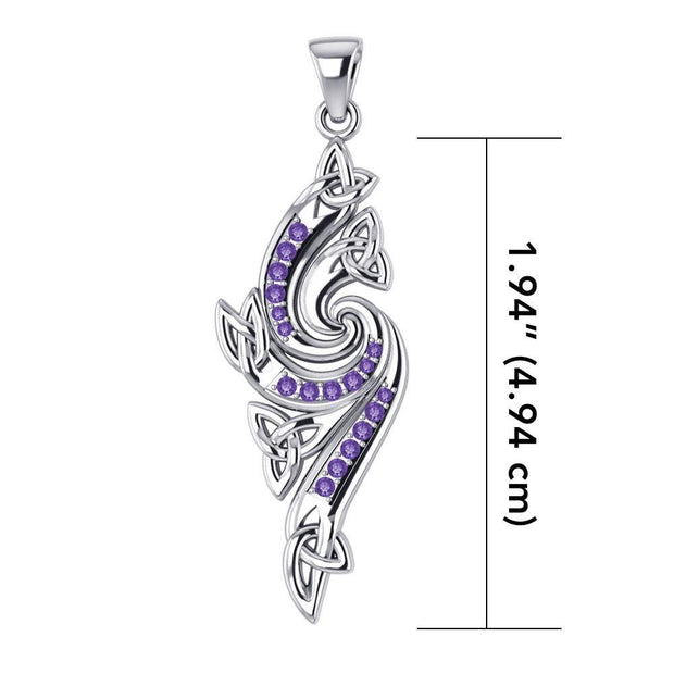 A meaningful elegance of the Trinity ~ Sterling Silver Celtic Triquetra Pendant Jewelry with Gemstone TPD1272