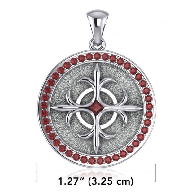A marvelous manifestation of strength Silver Viking Shield Pendant with Gemstone TPD1326