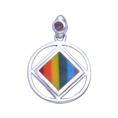 Encircled Square NA Recovery Symbol Silver Pendant TPD168