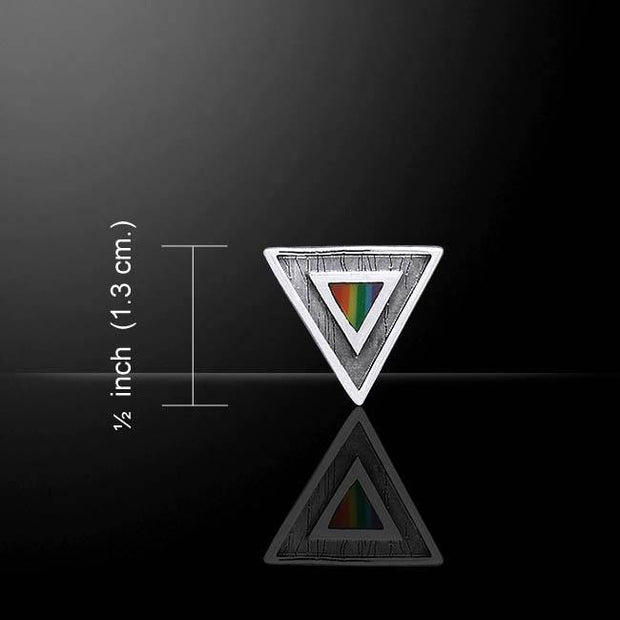 Rainbow Triangle in Triangle Silver Pendant TPD173