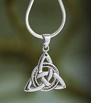 Celtic Knotwork Trinity Silver Pendant and Gemstones TPD1810