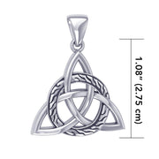 Celtic Trinity Triquetra with Braid Silver Pendant TPD1813