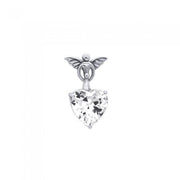 Gentle touch by the Wings of an Angel ~Sterling Silver Jewelry Pendant with a Heart-shaped Gemstone TPD2347