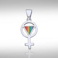 Female Symbol Rainbow Silver Pendant TPD268