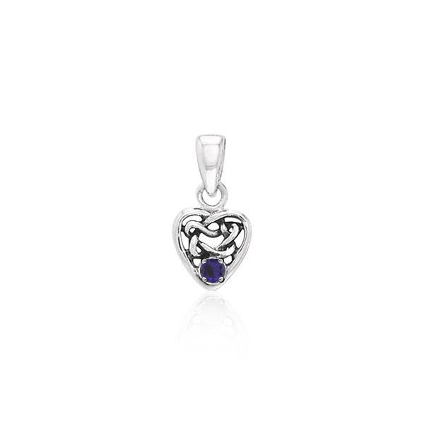Celtic Knotwork Heart Birthstone Sterling Silver Pendant TPD2897