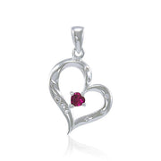 Elegant Heart Silver Pendant with Gemstone TPD2962