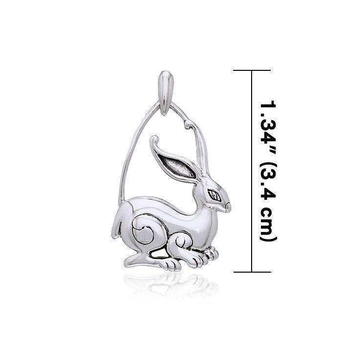 925 Sterling Silver - large Vintage Shiny Hollow Bunny Rabbit Motif hot Pendant