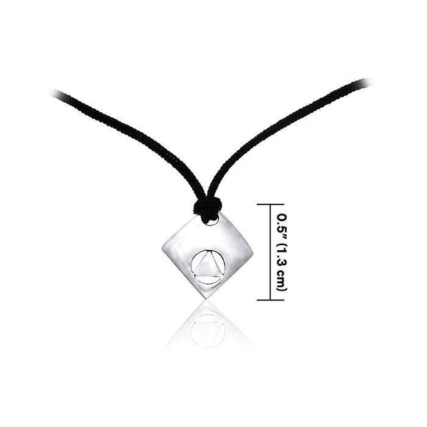 AA Symbol Silver Pendant With Nylon Cord TPD306