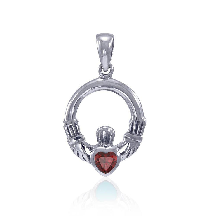 Celtic Claddagh Birthstone Sterling Silver Pendant TPD3097