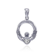 Celtic Claddagh Birthstone Sterling Silver Pendant TPD3097