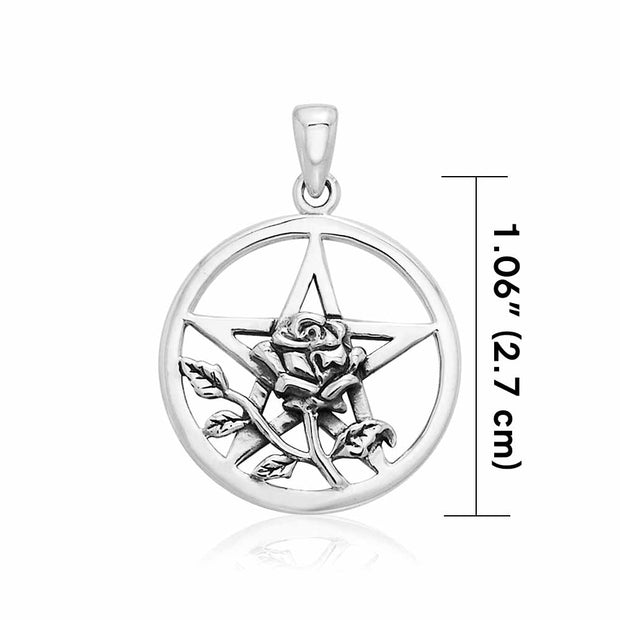 Rose Sterling Silver Pentacle Pendant TPD3136