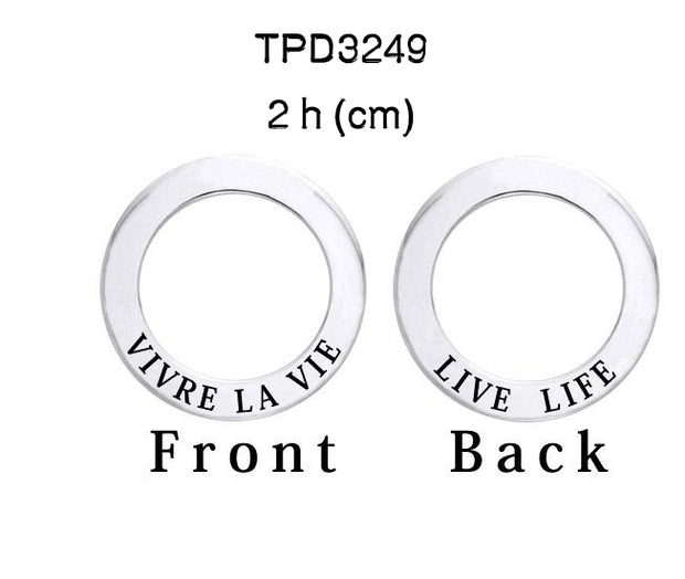 Live Life Vivre La Vie Silver Ring Pendant TPD3249