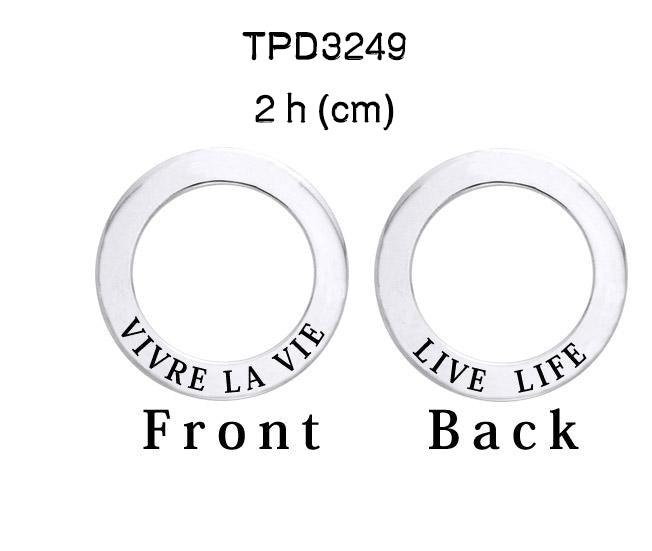 Live Life Vivre La Vie Silver Ring Pendant TPD3249