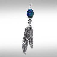 Turquoise Feather Talisman Pendant TPD3282