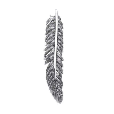 Large Feather Sterling Silver Pendant TPD3284 Pendant