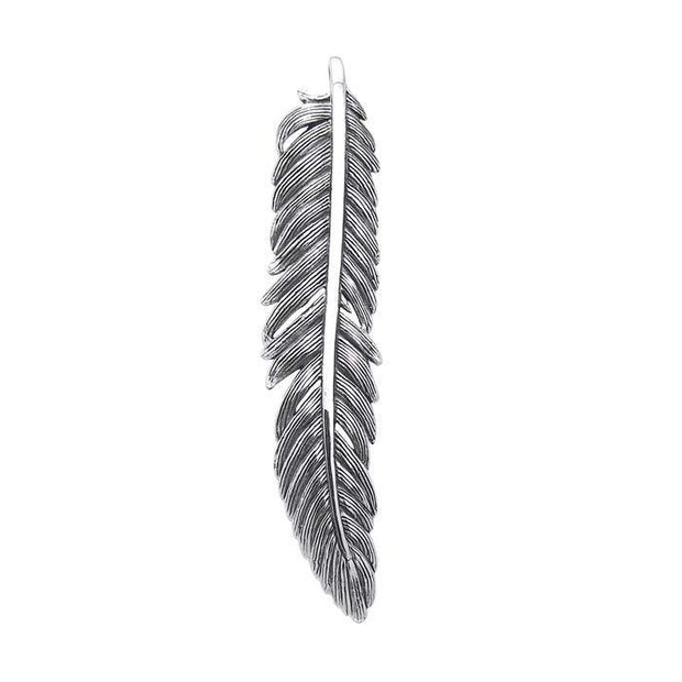 Large Feather Sterling Silver Pendant TPD3284